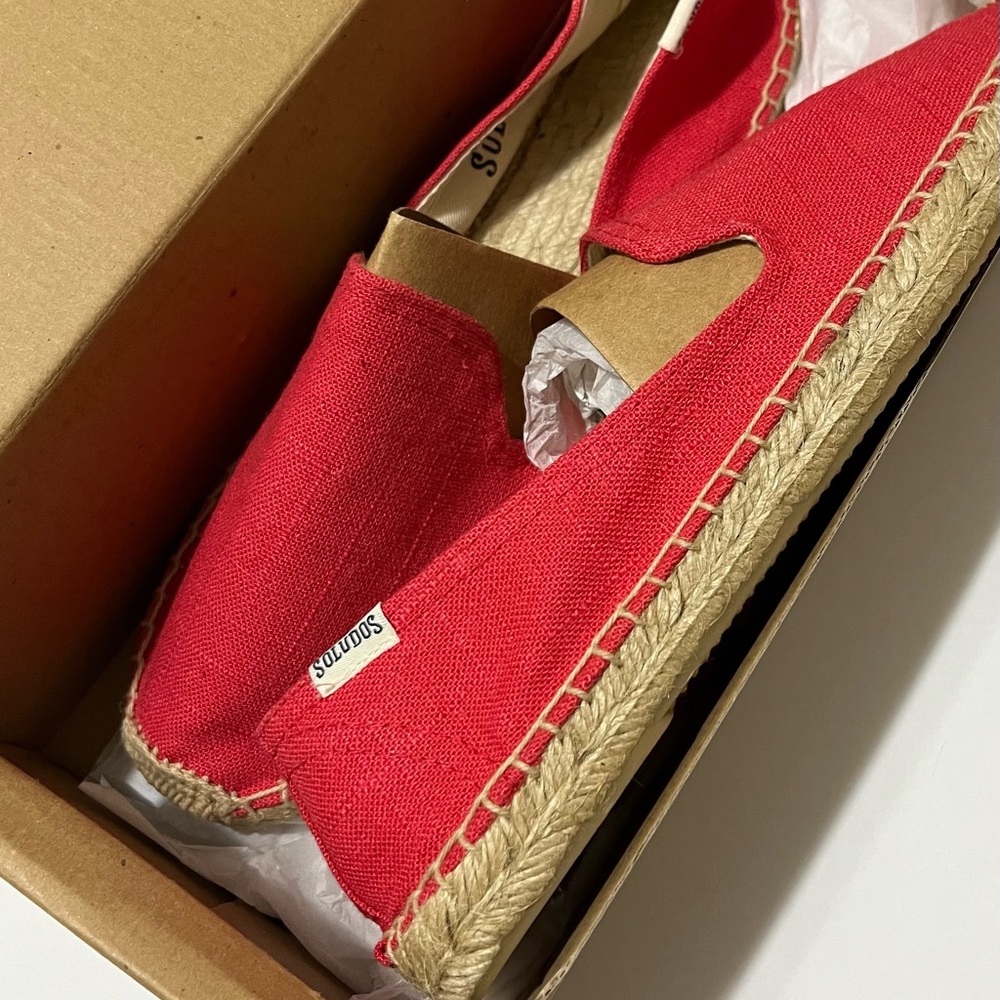 NIB Soludos Smoking Slipper Knobby Linen in Coral size 9